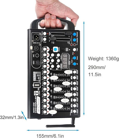 Battery DMX Controller Wireless with MIDI, DMX Board 512 Light Controller for Dj Lights, Dmx512 Lighting Console 192ch with Built-in Battery for Control Stage Light