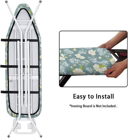 ZCFYGDX Dandelion Flower Print Ironing Board Cover Decor, Resist Scorching & Staining, Easy to Install Resistant Elastic Edges, 3 Nylon Buckle Straps Fasteners, Protective Scorch Cloth Covers Size-M