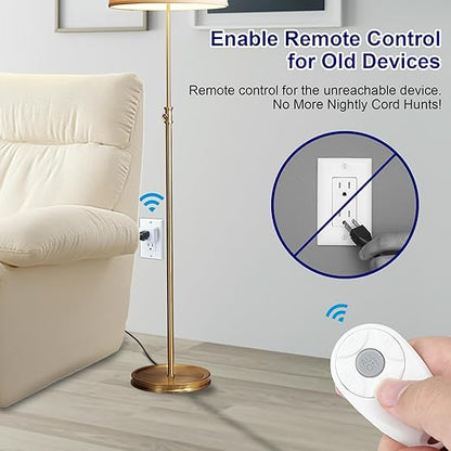 Greencycle Remote Control Outlet,2 Wireless Light Switches and 2 Outlet Plugs,Remote Outlets Switch,No Wiring Needed,500ft Range Coverage,15A/1500W for Lamps,Fans,TV,FCC Certified, White