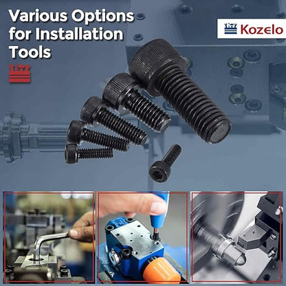 Kozelo 50pcs Socket Head Cap Screws - [M2.5-0.45 x 18mm] 304 Stainless Steel Allen Socket Drive for Electrical Motor 3D Printing Fan Engine Replacement Use, Black