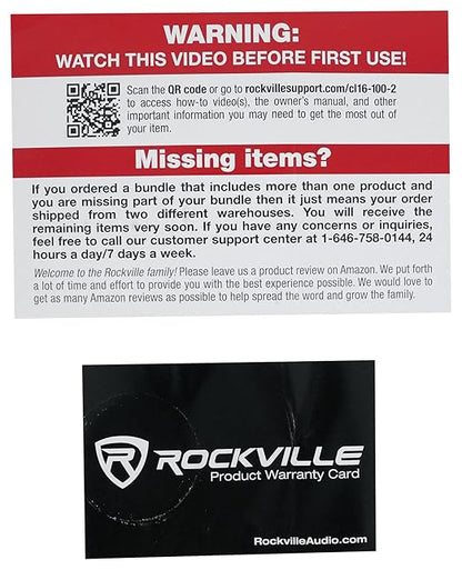 Rockville CL16-100-2 CL2 Rated 16 AWG 100' Speaker Wire, In-Wall and Ceiling Use, 2 Conductor, Oxygen-Free Copper, High Strand Count, Perfect for 70V/100V Home and Commercial Audio Installs