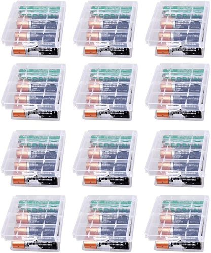 KEEPOW 12 Pcs AA/AAA Battery Storage Case Holder Box, Clear Color