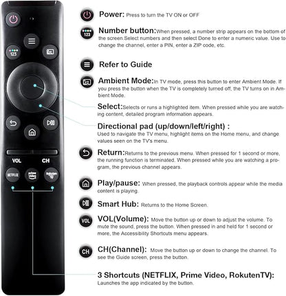 for Samsung TV Remote Replacement,Compatible for Samsung Smart TV Remote Control