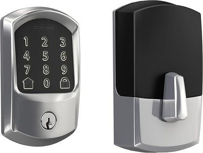 SCHLAGE BE489WB GRW 625 Encode WiFi Deadbolt Smart Lock, Keyless Entry Touchscreen Door Lock with Greenwich Trim, Bright Chrome