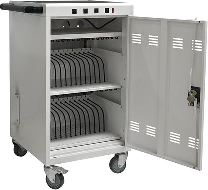 Aokleo Laptop Charging Cart,35 Devices Tablet Storage Carts for pad Up to 16.3" Screen Size, Classroom Computer Mobile Charging Station for Pads, Chromebooks,Laptops, Security Storage(31+4 Bay-White)