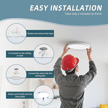 TOPELER 12 Inch Flush Mount Ceiling Light, 5 Color Temperatures Selectable (27K/30K/40K/50K/60K), 28W 2400Lm Dimmable Ultra-Thin Round Lighting Fixture for Kitchen, Stairwell, Porch, Basement