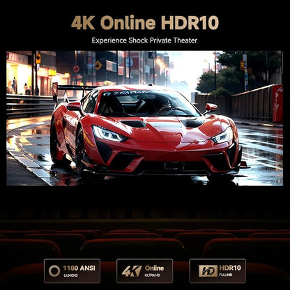 Wanbo X5 Pro Google TV Projector 4K Supported, 1100 ANSI Smart Projector with WiFi and Bluetooth, Outdoor & Home Movie Proyector, Auto Focus & Keystone, HDMI 2.0, Voice Control, HDR10 (2025 Upgraded)