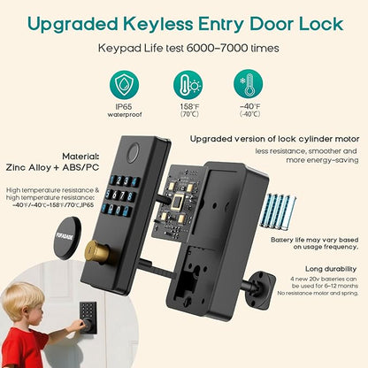 Keyless Entry Door Lock Deadbolt,Upgraded Electronic Deadbolt Smart Lock with Tuya App Control & 4 Keys,High Security Smart Lock,Digital Keypad Door Locks,One-time Code, Auto-Locking,Easy to Install