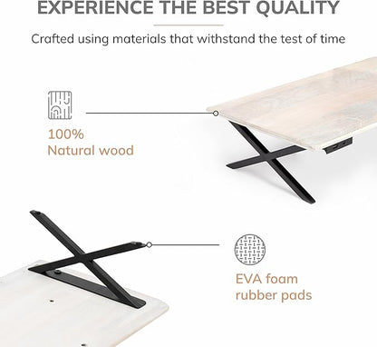 Anji Mountain Monitor Stand - Desktop Organizer & Laptop Riser, Ergonomic Monitor Riser, Space-Saving Monitor Stand for Desk, Durable Construction, Easy Assembly, Ideal for Home & Office,White Wash