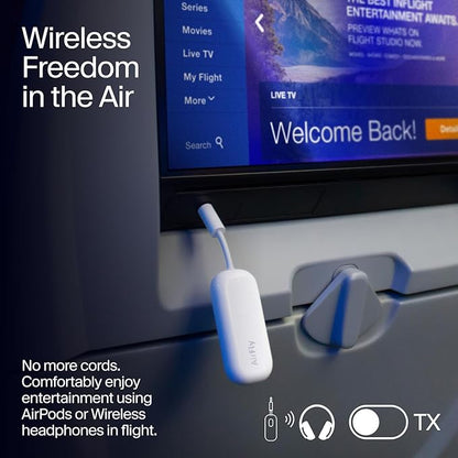 Twelve South AirFly Pro | Bluetooth Wireless Transmitter/Receiver Adapter for 2 Headphones, Audio Sharing, Compatible with 3.5mm aux Jack for Airplanes, TV, Gym, Stereo, and Travel, 25+ Hr Battery