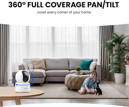 GALAYOU 5MP Security Camera Indoor-360 Degree 2.4G WiFi Cameras for Home Security for Baby/Nanny/Dog/Pet Camera with Auto Tracking, 2 Way Audio, 24/7 SD Card Storage, Works with Alexa/Google Home G2