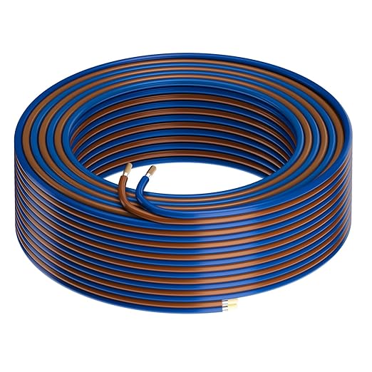 HiFind 14/2 Gauge AWG Car Audio Speaker Wire Cable 35 Ft, Professional Shielded OFC Zipper Wire, Transparent Soft PVC for Automotive Stereo HiFi Home Theater System, Subwoofer, Blue+ Brown