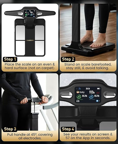 Homerz Smart Scale Pro Max – Bend-Free Smart Scale with BMI, Body Fat, Muscle Mass, Full Body Composition Scale with Digital Weight Tracking, Body Scan Scale with Handle, Body Fat Scanner