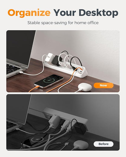 Desk Clamp Power Strip 10 Ft, TESSAN 2100J Surge Protector Desk Charging Station, 5 Outlets with 4 USB Ports (2 USB C), Flat Plug Extension Cord with Multiple Outlets for Gaming Home Office Dorm Room