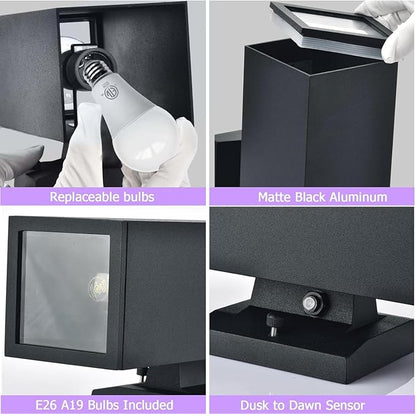 Dawn to Dusk Outdoor Light Fixtures Wall Mount 2 Pack, LED Modern Up Down Lighting Outdoor Wall Sconce Lights 2700k, 13" Black Outside exterior lights for House Porch Garage,IP65,UL Listed (Black)