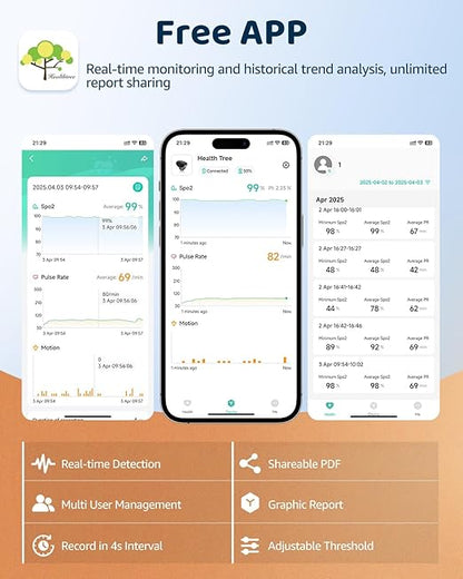Pulse Oximeter O2 Ring Oxygen Monitor with Smart Reminder Sleep Oxygen Monitor Continuous Recording of SpO2 & PR, Blood Oxygen Saturation Rechargeable Pulse Ox with Free APP & Reports