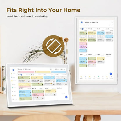Digital Calendar, 15.6" Electronic Calendar For Wall, 1080P IPS Touchscreen Smart Family Planner& Chore Chart, Two - Way Sync With Phones Supports All Google Play Apps, Wall/Desk Mountable