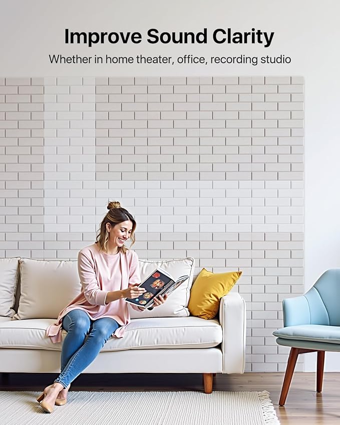 Soundsbay Soundproof Wall Panels, Acoustic Panels Self Adhesive, 18 Pack Sound Proof Foam Panels for Wall, Brick Acoustic Wall Panels for Wall, Office,Reccording Studio, Ceiling 12" X 12" X 0.4" Beige