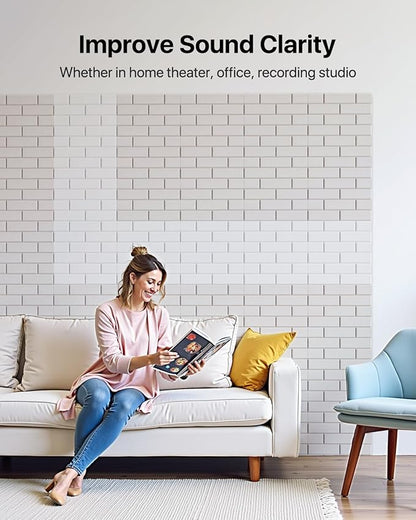 Soundsbay Soundproof Wall Panels, Acoustic Panels Self Adhesive, 18 Pack Sound Proof Foam Panels for Wall, Brick Acoustic Wall Panels for Wall, Office,Reccording Studio, Ceiling 12" X 12" X 0.4" Beige