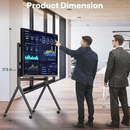 Sylvox TV Floor Stand for 65-75 Inch TVs, Heavy Duty Rolling TV Stand Max Load 132LBS/60kg, Mobile TV Cart with Lockable Wheels, Universal Flat/Curved Screen Mount, VESA 200x200 to 1200x600mm
