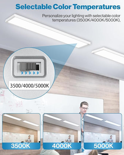 Sunco 12 Pack 1x4 LED Flat Panel Light, Dual Selectable CCT 3500K/4000K/5000K & Selectable Wattage 30W/40W/46W, 5700LM, 0-10V Dimming, Matte White Drop Ceiling Fixture - ETL, DLC