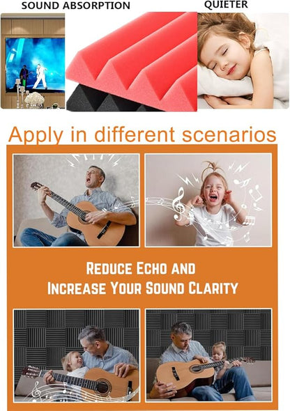 Acoustic Foams Panels 24 Pack 2" x 12"x 12" Sound Proof Foam Panels for Walls High Density and Fire Resistant Soundproofing Panels Soundproof Studio Wedges Sound Dampening Panels
