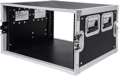 Sound Town 6U PA/DJ Rack/Road Case, 6-Space, with 21” Depth, Plywood, Metal Ball Corners - Pro Tour Grade (STRC-6U)