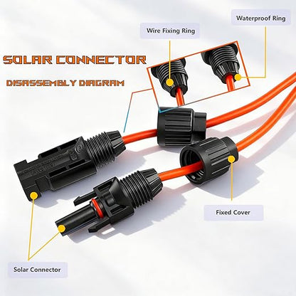 iHaospace XT60 to Solar Connector Cable 10FT/16.4FT/25FT 12AWG,XT60 Extension Charger Cable for ECOFLOW Delta 2 3 Pro Max River Series BLUETTI EB55 Power Station Solar Panel (10FT/3M)