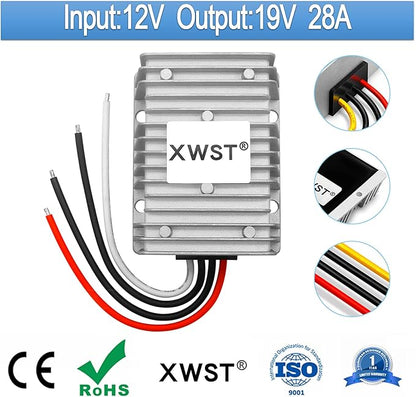 DC DC 12V to 19V 28A Step-up Module,Boost Converter 9V-13V to 19V Voltage Regulator,Waterproof Power Adapt 532W 19V Volt Transformer Module (12V to 19V 28A)