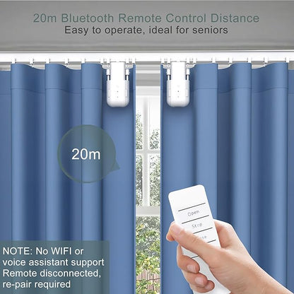 Takkicept Automatic Curtain Opener 2 Pack: Smart Electric Curtains Closer Robot with Remote Control｜No Drill Quiet Motor｜Compatible for Roman Rods, T & U Tracks｜Long-Lasting Battery for Bedroom & Home