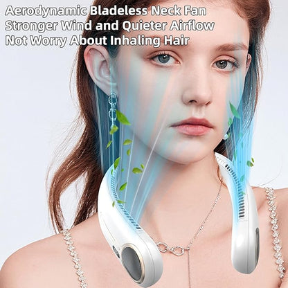 Portable Neck Fan,Hands Free Personal Wearable Bladeless Fan,6000mAh USB Rechargeable,360° Cooling,LED Display,4-Speeds,Birthday Gifts for Men Women Dad Mom,Valentines Day Gifts for Her Him (White)