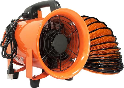 FICBXRA Utility Blower Fan 8 Inch Portable Axial Exhaust Fan 230W/2A 900CFM High Velocity Ventilator with 16FT Duct Hose for Exhausting & Ventilating at Home and Job Site