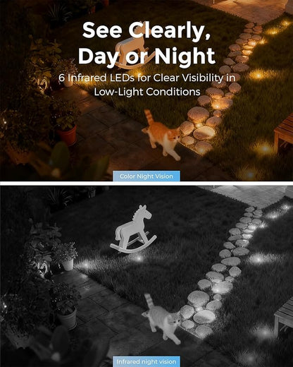 Devo Solar Security Camera Wireless Outdoor, 2.3K HD 360° PTZ Color Night Vision, AI/PIR Human Detection, 2-Way Audio, Solar & Battery Powered, WiFi 6, IP66 Waterproof, Triple Alert System