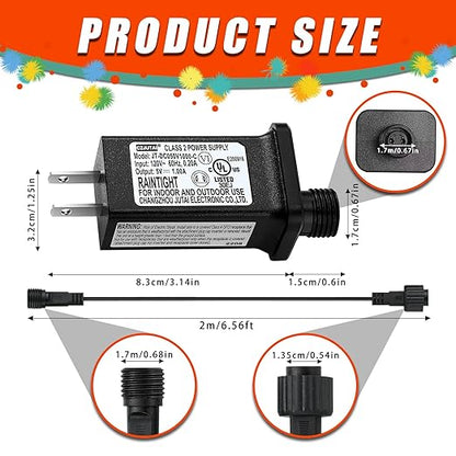5V1A Class 2 Power Supply Replacement Model JT-DC050V1000-C LED Transformer IP44 LED Light Controller Low Voltage Transformer for Christmas String Light Inflatable Device (5V5W 1PC)