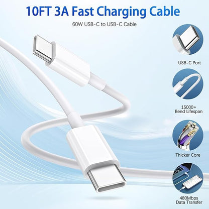 2Pack iPhone 17 16 Charger,Dual Port Fast Wall Charger Block with 10FT USB C to C Cable Cord Chargers Fast Charging for iPhone 17/17 Pro Max/17 Pro/iPhone Air/16Pro Max/16 Plus/15 Pro Max/15Pro/iPad