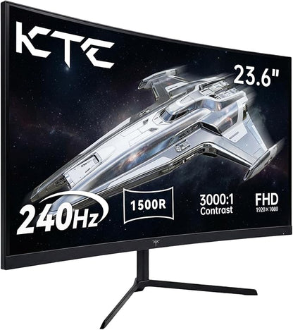 KTC 24 Inch Curved 240Hz Gaming Monitor, FHD 1500R Curved Computer Monitor 1080P, 3000:1 Contrast, Adaptive Sync, HDR, MPRT 1ms, HDMI DisplayPort, Low Blue Light, Tilt, VESA Mount, H24S17P