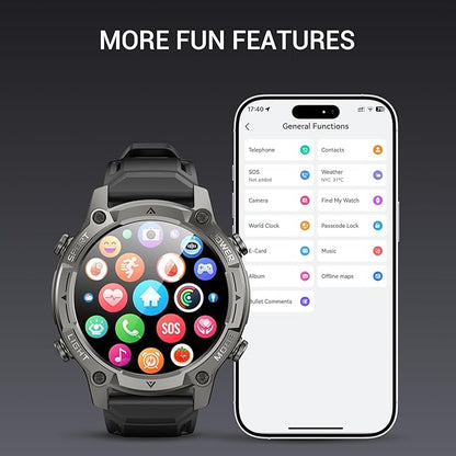 2026 AI Smart Watch with Standalone GPS & Offline Maps, 5ATM Waterproof, 1.43" AMOLED, 21-Day Battery, 178 Sports Modes, Compass, Heart Rate/SpO2/Stress/Sleep Monitor, for Android iOS Men Women Black
