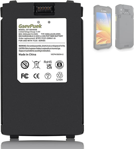 GsevPuek 5260mAh TC26 Replacement Battery, for Zebra TC21 TC26 TC26AK TC210 TC210K Barcode Scanner,BT-000409A BT-000409B BTRY-TC2X-1XMA1-01 BTRY-TC2Y-2XMA-1A BT-000411-08.