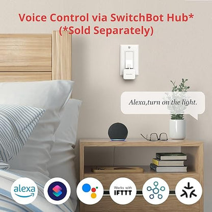 SwitchBot Smart Switch Button Pusher (White)-Bluetooth Fingerbot for Rocker Switch/One-Way Button, Automatic Light Switch, Timer and APP Control, Works with Alexa & WiFi When Paired with SwitchBot Hub