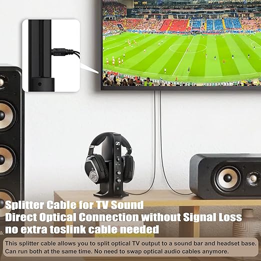 Bangun 1x2 Digital Audio Splitter Cable, Toslink Digital Fiber Optic Audio Splitter 1 Male Input 2 Male Output (for Home Theatre, Xbox, PS5/PS4), 6ft