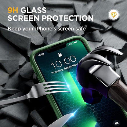 Miracase Magnetic Glass for iPhone 13 Pro Case,Compatible with MagSafe,Full-Body Bumper with Shockproof Military-Grade,Built-in 9H Tempered Glass Screen Protector for iPhone 13 Pro,Acacia Green