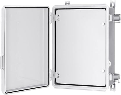 Gratury Junction Box, IP67 Waterproof Plastic Enclosure for Electrical Project, Hinged Grey Cover, Includes Mounting Plate and Wall Bracket (Grey Cover with Inner Door, 14.6"×10.6"×5.9")