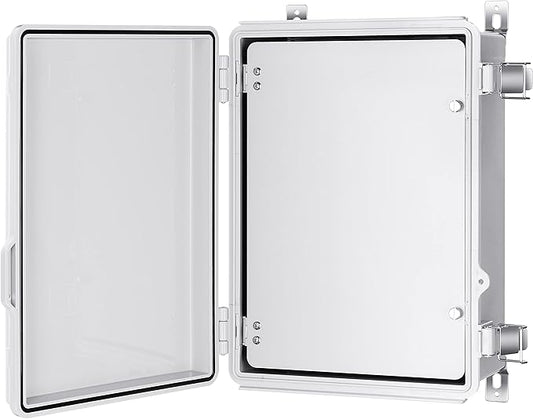 Gratury Junction Box, IP67 Waterproof Plastic Enclosure for Electrical Project, Hinged Grey Cover, Includes Mounting Plate and Wall Bracket (Grey Cover with Inner Door, 14.6"×10.6"×5.9")