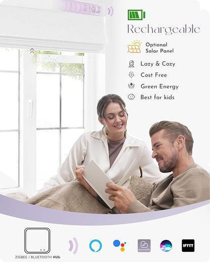 Graywind Smart Roman Shades 20% Blackout Compatible with Alexa Google Rechargeable Motorized Window Blinds Remote Control View Visible Plain Fold, Custom Size (Semi-Sheer White)