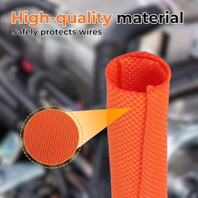 HOLED 5/16 inch Split Braided Cable Management Sleeve for USB Cable Power Cord Audio Video Cable, Wire Loom Cord Protector from Cat Dog Chewing (White, 10FT)