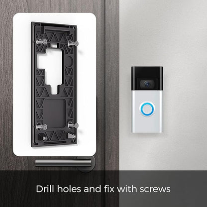 No Drill Ring Doorbell Mount for Battery 2020 - Damage-Free 3M Tape Holder, Rental Friendly No Screws Wall Plate Bracket for Apartment (Ring doorbell 2020 Mount)