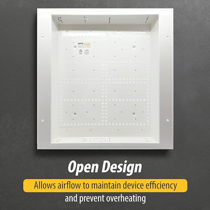 DataComm Electronics 45-8011-1P Multi-Functional Recessed Media Box with Integrated Duplex Power Receptacle For Seamless Home & Office Connectivity Solutions, In Wall Box, Hides TV Outlet & Cables