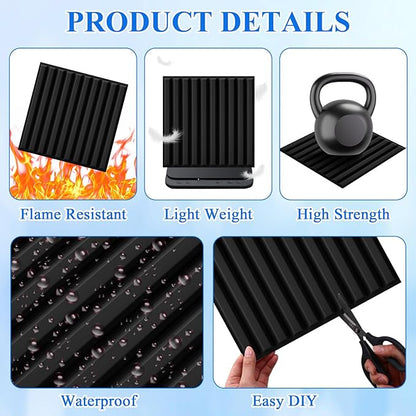Nuanchu 60 Pcs 3D Slat Wall Panels 12 x 12 Inch PVC Fluted Textured Panel Cuttable Paintable DIY Wall Art Decorative Tiles for Ceiling Studio Bathroom Interior TV Background (Black)