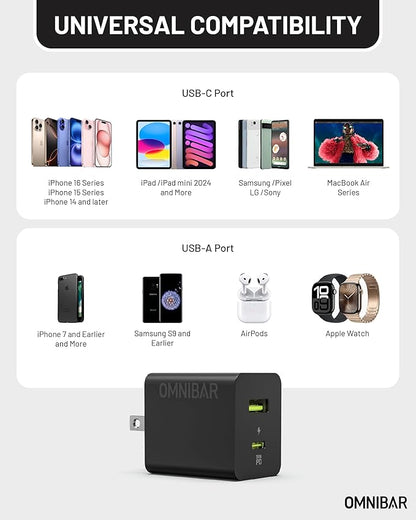 35W USB C Charger Block, Dual-Port GaN Fast Wall Charger with Foldable Plug, PD 3.0 & PPS Compact Power Adapter for iPhone 16/15/14/13, Galaxy S24/S23/Note 20, Pixel 8/7, iPad, MacBook Air, and More