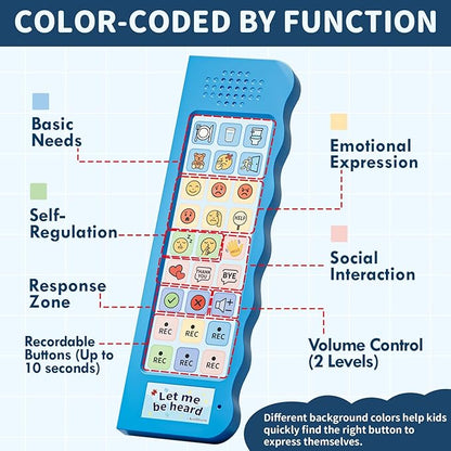 KidBloom AAC Device for Autism, Communication Device for Nonverbal Kids with 6 Programmable Buttons & Adjustable Volume, Sensory Toys for Autistic Kids Ages 3-7
